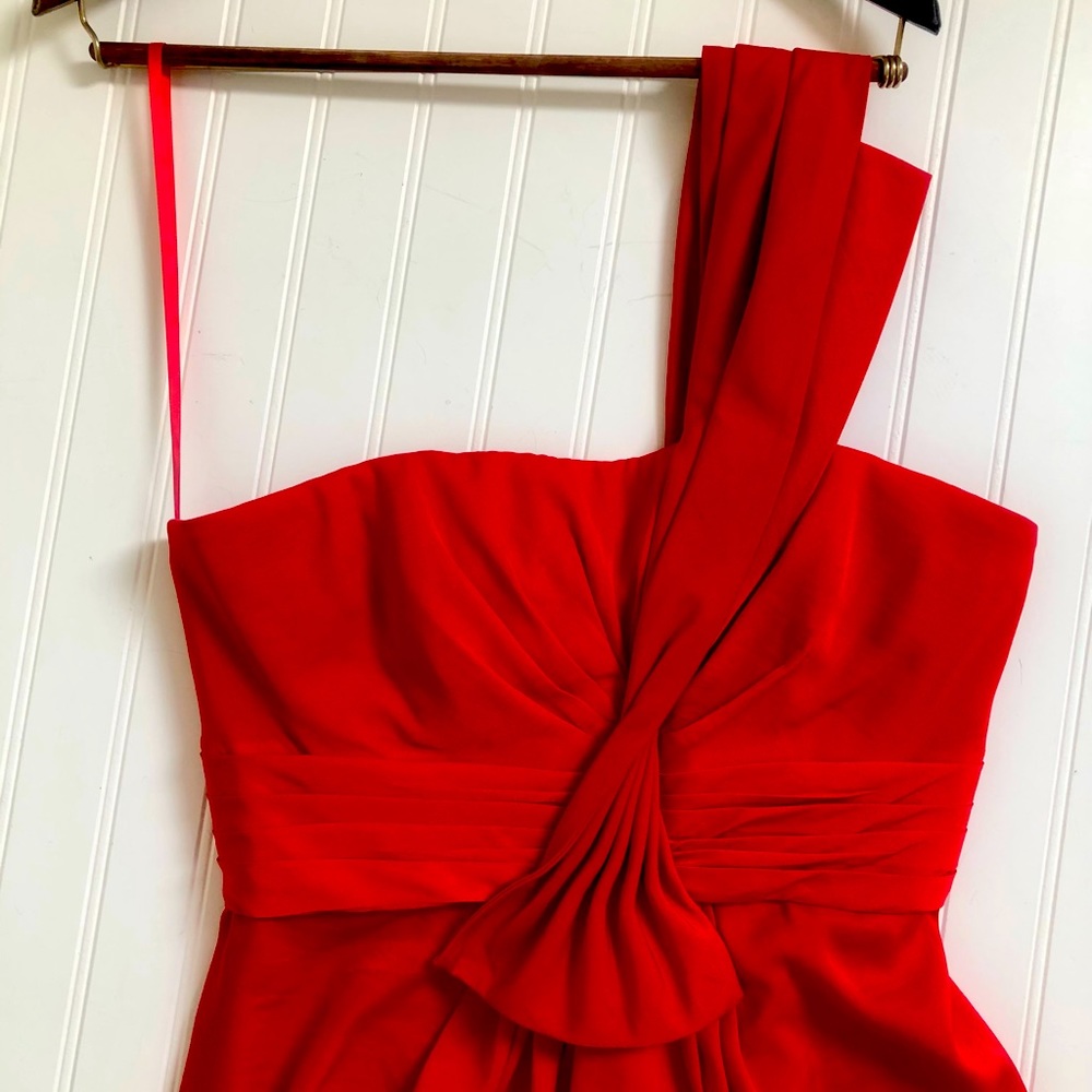 BCBGMAXAZRIA Red Palais One Shoulder Dress 10 - Picture 3 of 11
